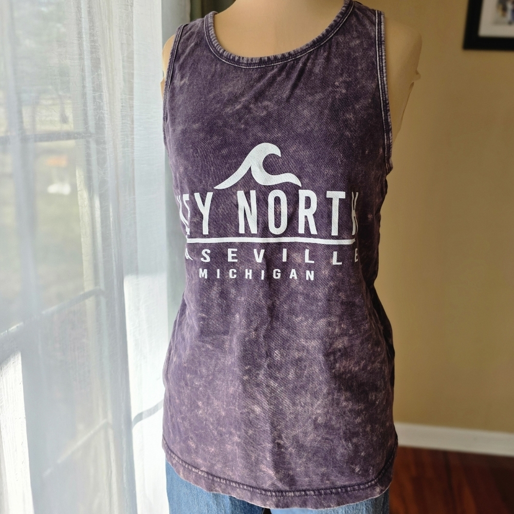 Key North Caseville Michigan Distressed Tank U.S. Vintage Size‎ S Souvenir Top